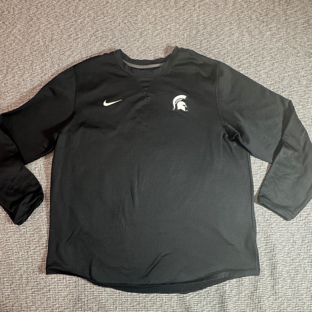 Nike Michigan State Spartans Men XXL Black Long Sleeve Performance Shirt MSU
